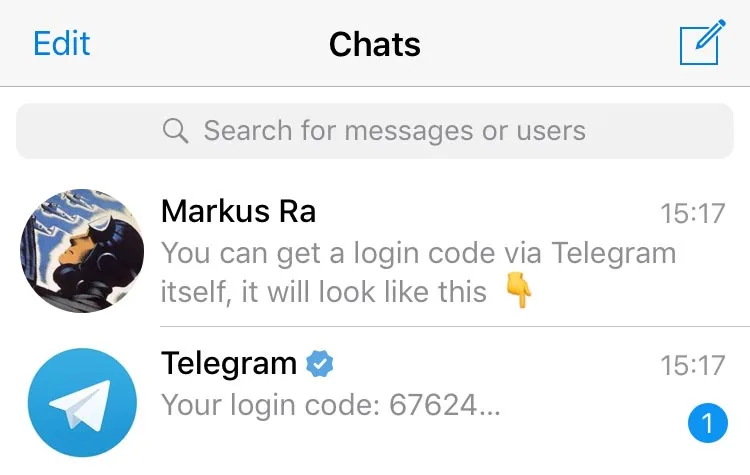 Telegram Anmeldung: Bestätigungscode erscheint im Telegram-Chat