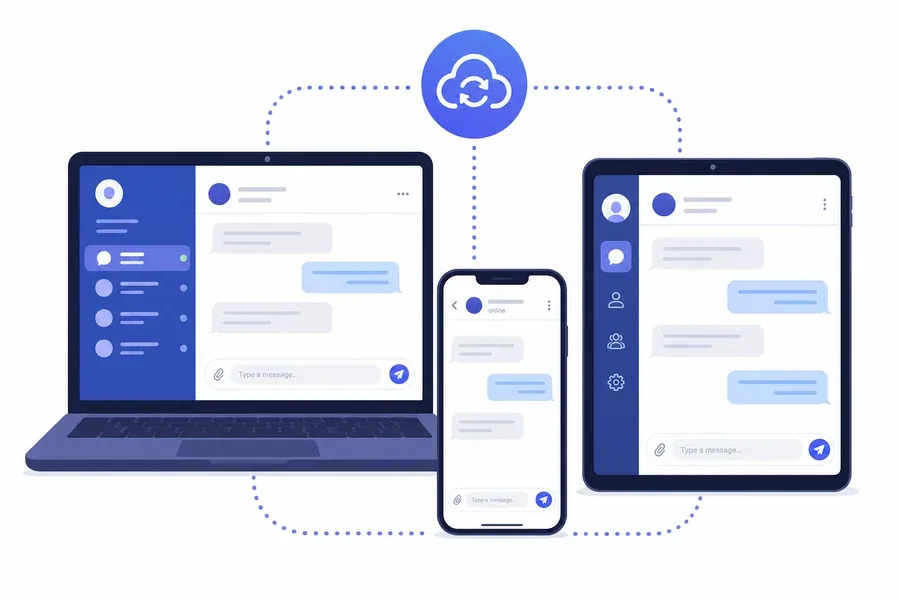 Telegram Cloud-Synchronisation zwischen Laptop, Smartphone und Tablet