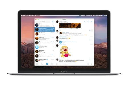 Telegram für macOS auf einem MacBook mit geöffnetem Chat