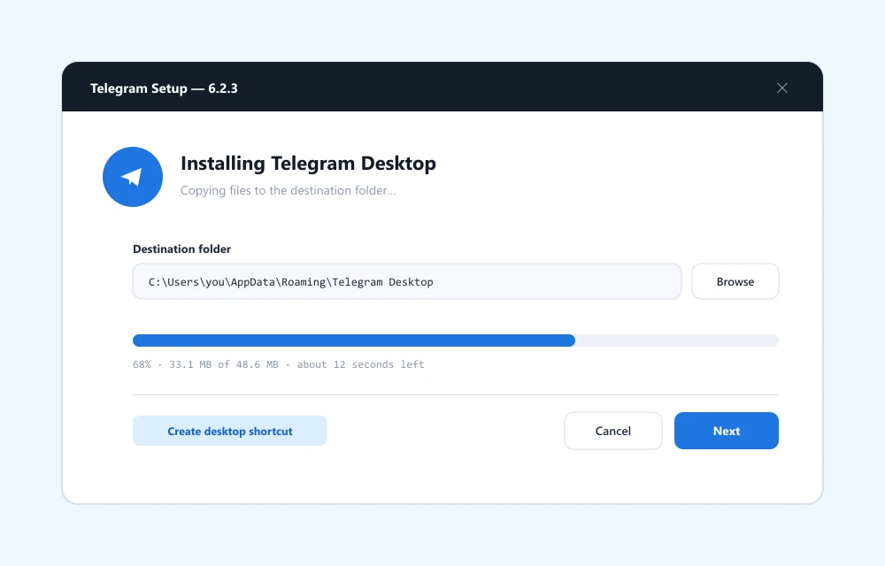 Telegram Windows Setup: Installationsdatei herunterladen und ausführen